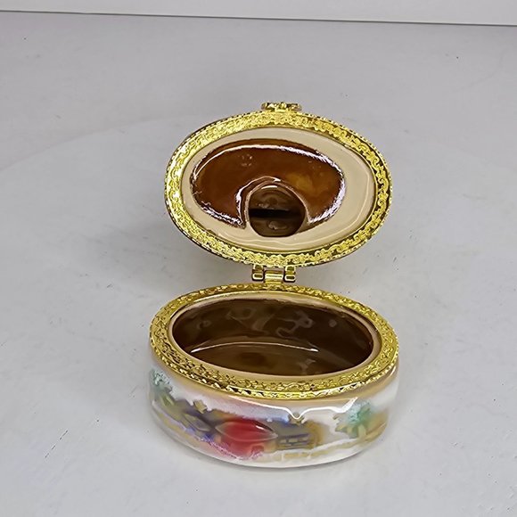 Nativity Scene Trinket Box Hinged Ceramic Mary Joseph Baby Jesus - Picture 9 of 10